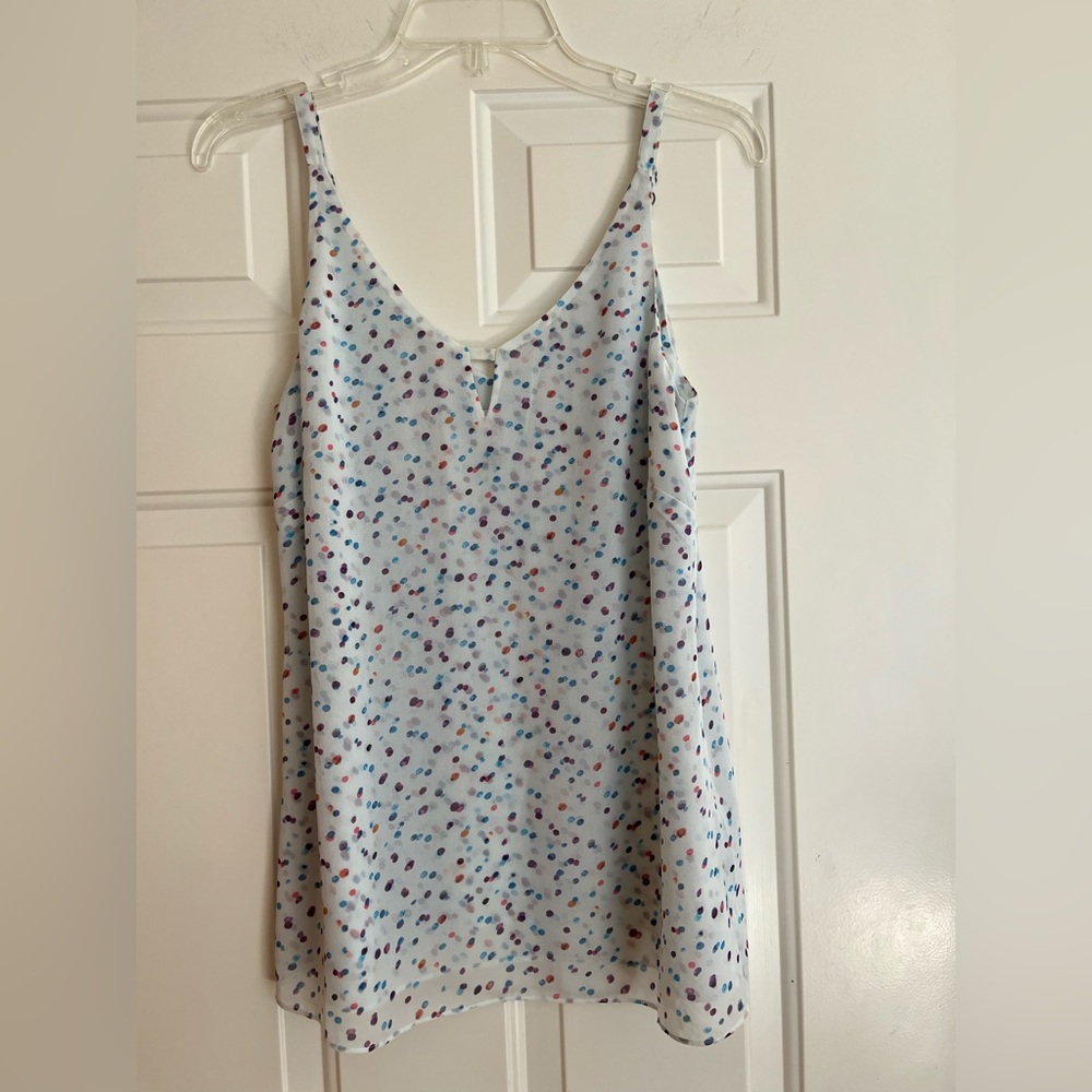 Women’s twee pale blue confetti lined pull over V neck cami/ tank top. Size XS